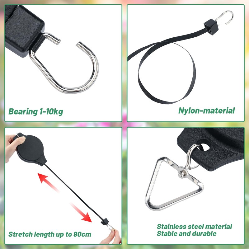 KINGLAKE 2 Pcs Retractable Hanging Basket Pulley System, Hanging Basket