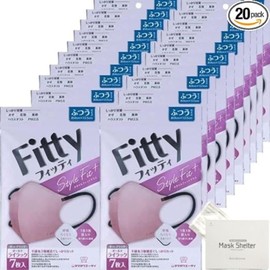kurahooon 20袋セット フィッティ スタイルフィットプラス 立体 オールドライラック ふつう 7枚入 Fitty kurahooon マスクケース付き