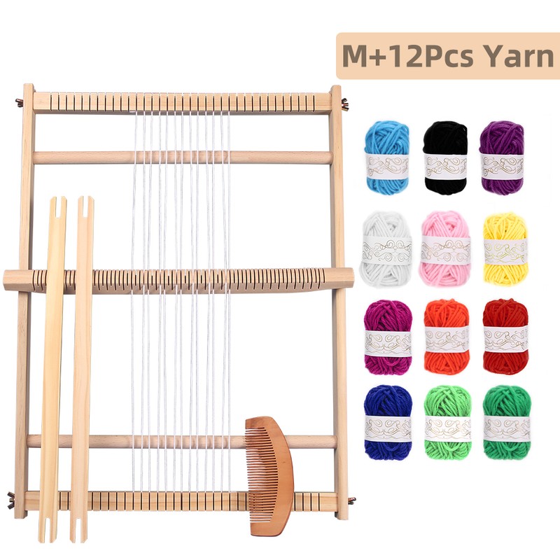 Wooden Weaving Loom Kit, S/M/L with Optional Yarn Bundle