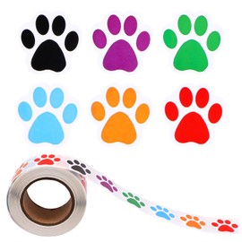 Paw Print Roll Stickers, BENBO 500 Pieces 1 Inch Colorful Dog Paw Labels Stickers Waterproof Bear Paw Printed Stickers for Kids, 6 Colors