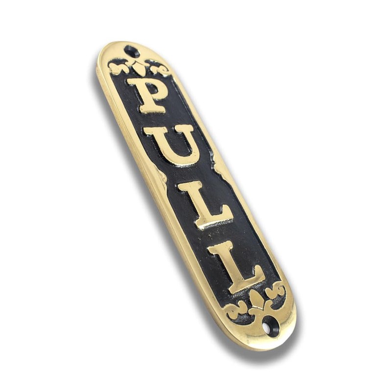 brass push pull door sign combo set pair plate plates