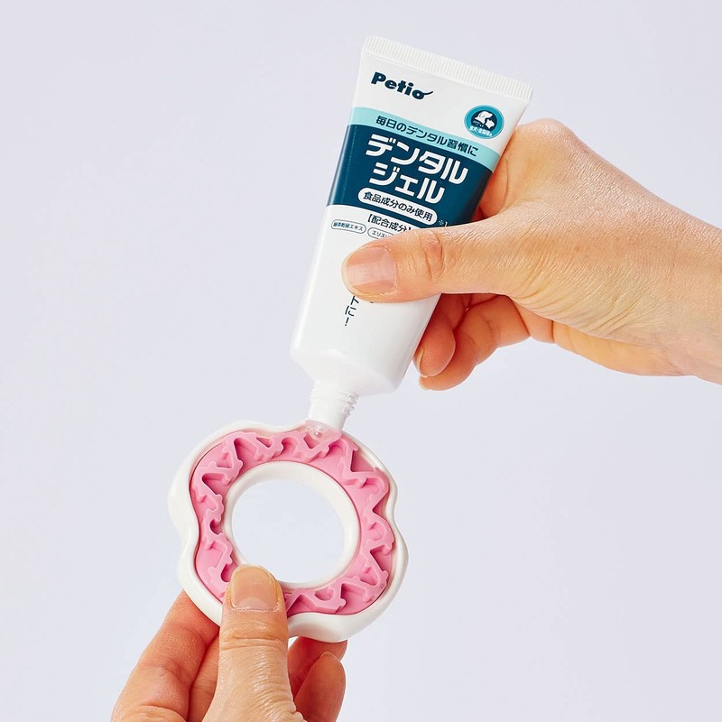 Petio Dog Toy Chewing Ring Dental Hard Ripe Strawberry Flavor