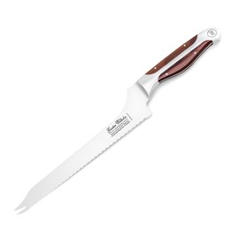 Gunter Wilhelm 9.5 Inch Offset Bread Knife – Premium German Steel – Full Triple Tang – Ergonomic Pakkawood Handle – Serrated Edge for Bread & Fruits – EXECUTIVE Chef Series