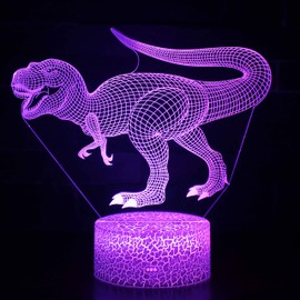 ZYTC Dinosaur Night Light for Boys 3D Illusion Night Light Touch 7 Colors Changes Led Illusion Lamp Desk Table Room Decoration