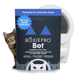 BoxiePro Bot Probiotic Cat Litter for Automatic Litter Boxes, 40+ Day Odor Control, Clumping Clay Kitty Litter, Odor Eliminating Probiotics, Low Dust, No Fragrances, 16 lb