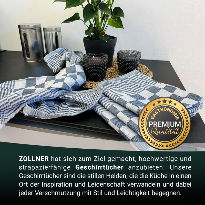ZOLLNER 352 Tea Towels, 65 x 65 cm, 100% Cotton,