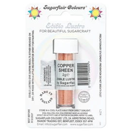 Sugarflair Copper Sheen Edible Lustre Dust, Add a Lustrous Shine to Cakes or Decorations. Brush On or Add Rejuvenator to Create Eye-Catching Edible Paint, Gives Shine to Your Bakes - 2g