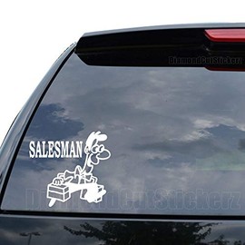 DiamondCutStickerz Salesman Decal Sticker Car Truck Motorcycle Window Bumper Laptop Wall Decor - Size (07 inch / 18 cm Wide) - Color (Gloss White)