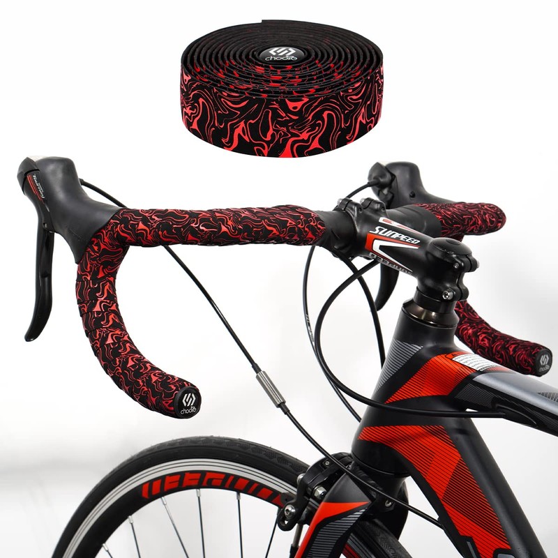 Chooee Road Bike Handlebar Tape,2PCS Bicycle Bar tape,Red.