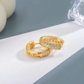 Bargainxinc 14k yellow gold over 925 sterling silver huggie earrings lab created diamonds