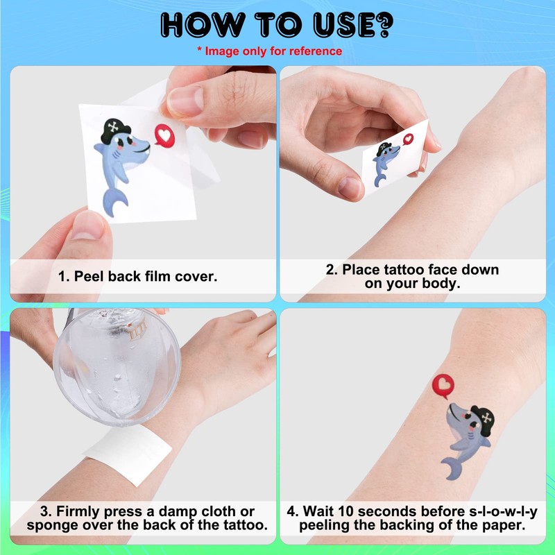Qpout Pirate Temporary Tattoos for Kids, 12 Sheets, Waterproof, Easy