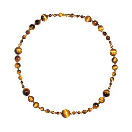 Jewboo Tiger Eye Beaded Strand Necklaces for Women Men Necklace Reiki Healing Crystals and Gemstone Beaded Necklace Natural Stone Unisex Jewelry Gifts