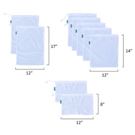 Earthwise Reusable Mesh Produce Bags - TARE WEIGHT TAGS on every bag Premium MACHINE WASHABLE Grocery Set of 9-3 Different Sizes 12x17in, 12x14in, 12x8in