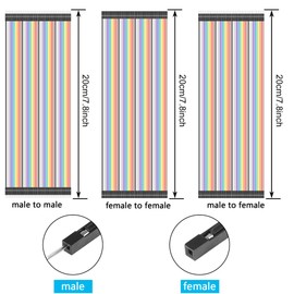 120 Pcs Multicolored Dupont Wire, Jumper Wire Cable 40pin Male to Female,40pin Female to Female,40pin Male to Male, Dupont Breadboard Ribbon Cables Jumper Ribbon Cables,Compatible for Arduino