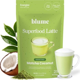 Té verde matcha orgánico en polvo Blume Superfoods Latte con coco, L-teanina y cafeína natural para obtener energía y concentración - Matcha de...    
