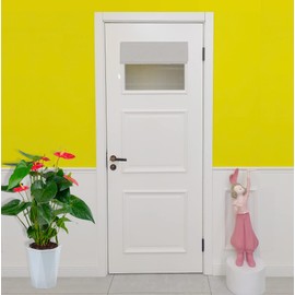 E-HAO French Small Front Door Curtain (26" w x 20" L), Washable Door Curtain with Adhesive Hook and Loop Fastener Strip (Greyish White)