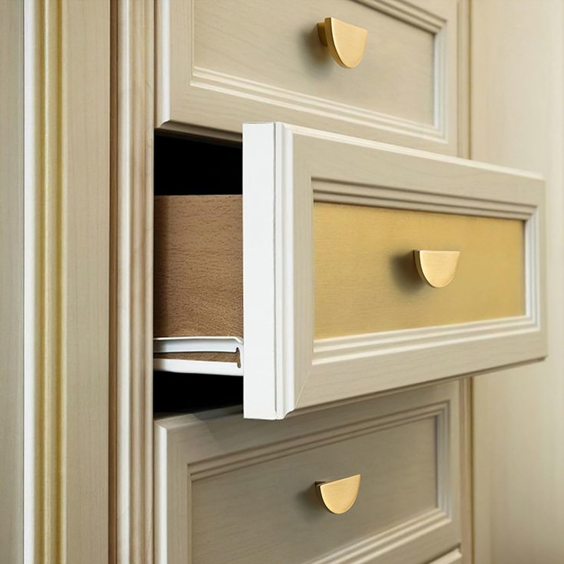 INCREWAY Solid Brass Drawer Pulls, 6PCS Half Moon Drawer Pulls