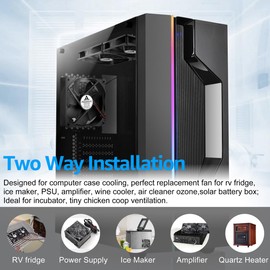 GDSTIME 120mm x 25mm 12V Fan 2 Pin Dual Ball Bearing, 5 Inch 12volt DC Brushless Cooling Computer Case Fan Replacement for Ice Maker/Power Supply, 2 Pack