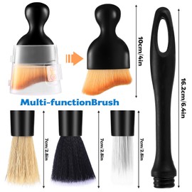 Tenbrachian 6pcs Car Cleaning Brushes, Car Detailing Brush Set, Car Interior Cleaning Brush Kit, Soft Car Interior Crevice Dusting Brushes for Automotive Interior Exterior Trim Rim Dashboard Cleaning