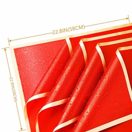 XIYUAN 20 Counts Gold Edge Fresh Flowers Wrapping Paper,DIY Crafts，Gift Packaging or Gift Box Packaging,Waterproof Flower Wrapping paper 22.8X22.8 inches Florist Bouquet Supplies, (Big Red)