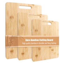 Bambus-Schneidebrett, 3er-Set Holz-Schneidebretter für die Küche, natürliches Holz-Schneidebrett für die Zubereitung und das Servieren von Speisen