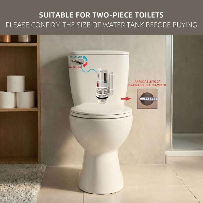 GDHeHKJi Dual Flush Toilet Tank Kit for 2-Inch Two-Piece Toilets,