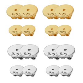 LIANRISES Pack of 16 Stud Earrings Clasps Gold Silver Earring Backs Studs for Back Earrings Replacement and Box