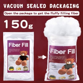 BUTUZE 5.29oz/150g Polyfill Stuffing Fiber Fill, (2.1oz-4.4lb) White Premium Fiberfill Stuffing for Craft, High Resilience Crochet Stuffing, Stuffing for Stuffed Animals, Cotton Batting, Recyclable
