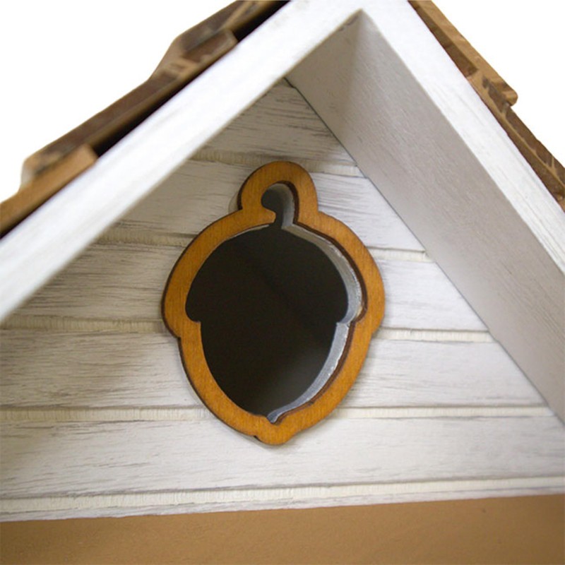 8.75" X 6" 7.5" Squirrel Cottage Birdhouse White 7.5"x8.75"x6" Deck