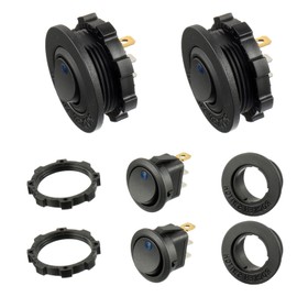 Blue LED Lighting Round Switch KCD1-8 12V 20A Waterproof Rocker Switch for Marine and Various Vehicles 3-pin Waterproof Lighting Switch with Housing (2pcs)