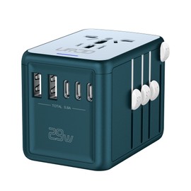 URJD Universal Travel Adapter with 5.8A 3X 3.0A USB-C Ports, 2X 2.4A USB-A Ports and Multi AC Outlets, International Power Plug Adapter Worldwide Travel Charger for EU UK AUS USA (Type C/G/I/A Plug)