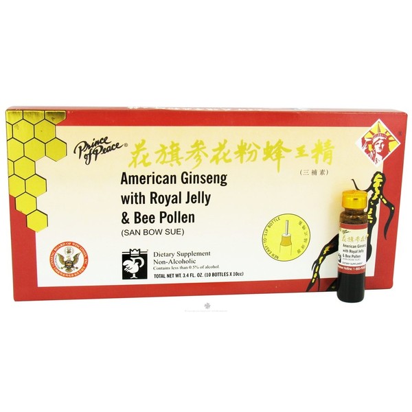Amer Ginseng with Royal Jelly Bee Pollen (10 Single Serving Bottles)