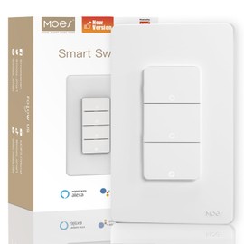 MOES Smart Triple Light Switches, 2nd Generation Wi-Fi 3 Gang Single Pole Switch, Netural Wire Required, Inteligente Switch Combo Compatible with Alexa Google Assistant, Remote Control