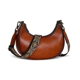 HEHSE Leather Purses and Handbagas Shoulder bags Hobo Crossbody Bags for Women Designer Satchel Handbags Travel Bags Crescent Purse Crossbody Purses (Brown)