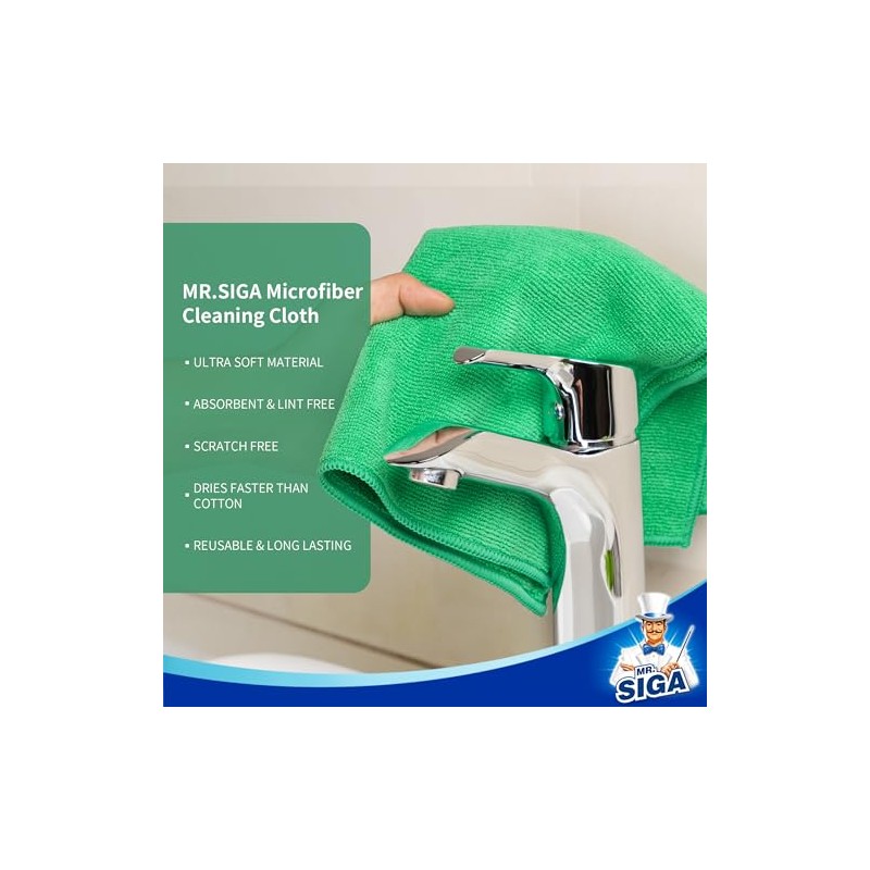 MR.SIGA Paños de Limpieza de Microfibra, Toallas de Microfibra Multiusos,