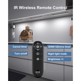 Remote Control Under Cabinet Led Light Plug in, Dimmable Daylight White 4500K, 3 Pack 12 inch Linkable Led Under Counter Lights for Kitchen Upgrade UL Listed Plug 24V, UNO-LK 4500K