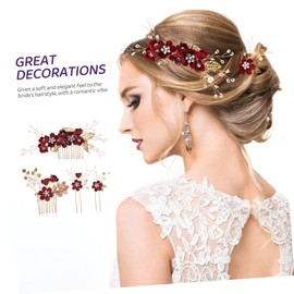 Healeved Bridal Headwear Set Hair Combs Clips Pearls Rhinestones Flower Hair Accessories Women