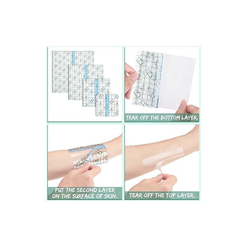 100 Pcs Transparent Stretch Adhesive Bandages - Waterproof Protective Wrap