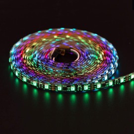 BTF-LIGHTING WS2811 IC=RGB IC Addressable Dream Color LED Strip 16.4FT 60LEDs/m 20Pixels/m 300LEDs 100pixels IP65 Splash Proof Black PCB Flexible DC12V Chasing Effect for Bedroom,Desk,Home Decoration