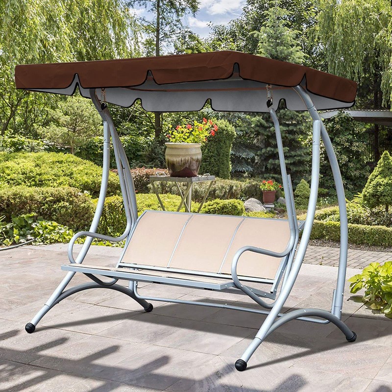 QANYEGN Outdoor Swing Canopy Replacement, Silver Coated Oxford Fabric, Waterproof