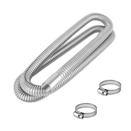 SHMZK 70.9 Inches Stainless Steel Exhaust Hose, 2.5cm/ 1" ID Diesel Heater Flexible Exhaust Pipe with 2 Hose Clamps, Flex Parking Air Heater Fuel Tank Exhaust Pipe for Most Vehicle