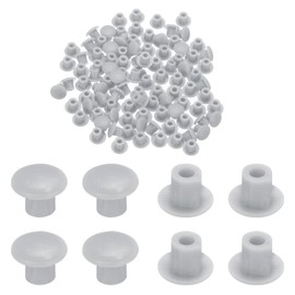 sourcing map 100pcs Plastic Hole Plugs, 5mm (3/16 Inch) Light Grey Screw Caps Cover Snap in Locking Round Button Top Shelf Plugs for Cabinet Cupboard Bookcase License Plate Furniture