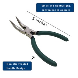 Small Fish Bone Pliers/Tweezers 5 Inches Bent Needlepoint Nickel Iron Salmon Pin Bone Pliers Tweezers for Salmonbone Removing, Plucking and Pulling Pin (Green)