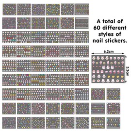 60 Children'S Nail Art Stickers, Cute Cartoon Stickers, Nail Decorations, Diy Nail Art.