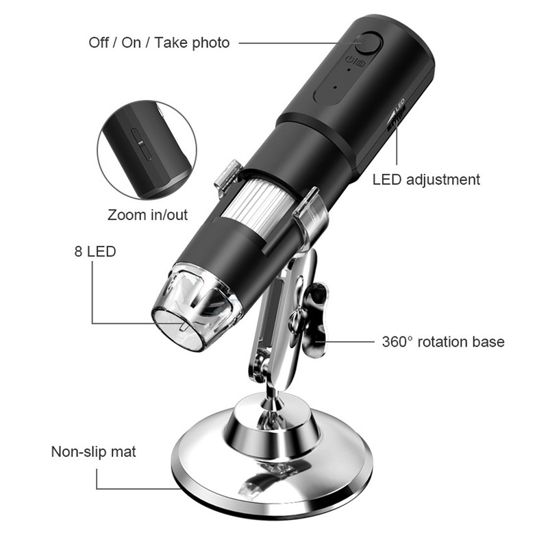 Wireless Digital Microscope 50X to 1000X USB Mini Black Handheld