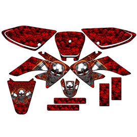2004-2013 CRF 70 Flaming Gearhead Red Senge Graphics Complete Kit Compatible with Honda