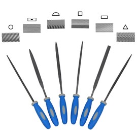 XINSHANG Needle File Set, Hardened Alloy Strength Steel Kit, 6-Piece Carbon Steel File Set Includes Flat, Flat Warding, Square, Triangular, Round, and Half-Round File(BUGY)