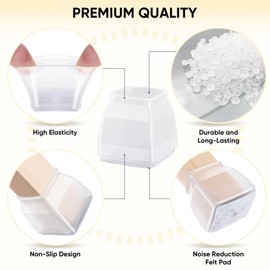BALEINE 16 Pack Silicone Chair Leg Floor Protectors, Stool Leg Protectors Cap, Non-Slip Chair Leg Caps for Hardwood Floors (Clear & Large (Square), 16 Pack)