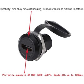 PENGLIN Pack of 5 HDMI 2.0 Connector for Panel Mounting, Passage Cable Coupler 4K 30Hz 3D and HDR Female to Female Bulkhead Adapter with Waterproof / Dust Cap