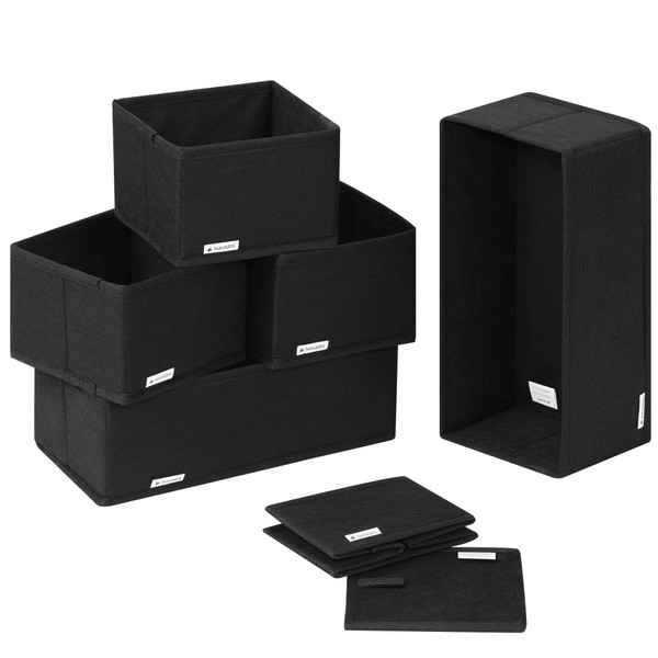Navaris Folding Boxes, Set of 6, Versatile Storage Options with